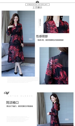 常規(guī)A字裙植絨短袖H型潮流簡約個性2018年秋季連衣裙V領(lǐng)花